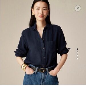 J. Crew Navy Gauze Button Down